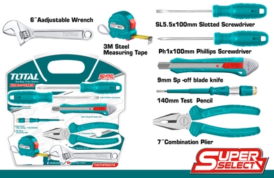 TOTAL THKTHP90076 7 Pcs Hand Tools Set | Essential Home DIY Kit | Model: THKTHP90076_img_3