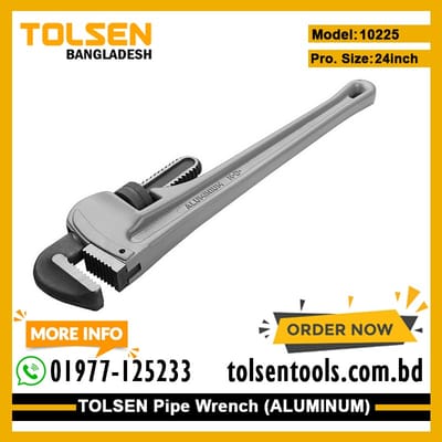 TOLSEN 10225 Aluminum Pipe Wrench, 24" (600mm), Aluminum Alloy Body, Industrial Series | Model: 10225_img_1