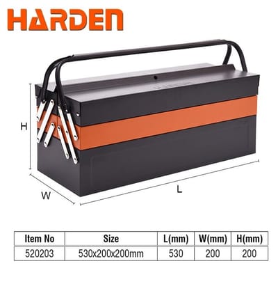 HARDEN 21.5" Metal Tools Box, 5 Draw (530x200x200mm) steel tools box; 520203_img_0
