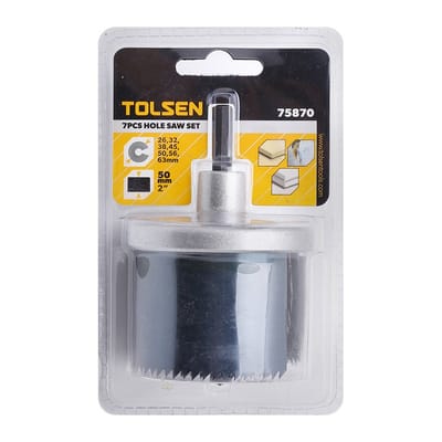 TOLSEN 7Pcs Hole Saw Set, For Wood, 25mm (1") & 50mm (2"), Bi-Metal, Double Blister | Models: 75869 | 75870_img_6