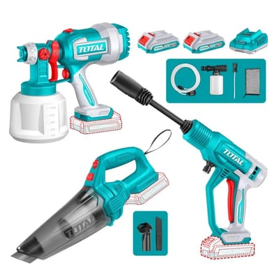 TOTAL TOSLI230522 20V Cordless 3-Piece Combo Kit | Pressure Washer + Paint Sprayer + Hand Vacuum | 2 × 2.0Ah Batteries | Model: TOSLI230522_img_1