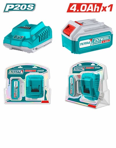 TOTAL TFBCPK1214 Li-ion Battery & Charger Kit | 20V | 4.0Ah Battery + Fast Intelligent Charger | Industrial | Model: TFBCPK1214_img_0