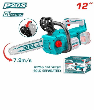 TOTAL TGSLI20128 Li-ion Brushless Chain Saw | 20V | 12" (30cm) Bar | 900W Max Power | Industrial | Model: TGSLI20128_img_0