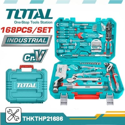 TOTAL THKTHP21686 168 Pcs Hand Tools Set | Comprehensive Home & Workshop Kit | Carrying Case Included | Model: THKTHP21686_img_0