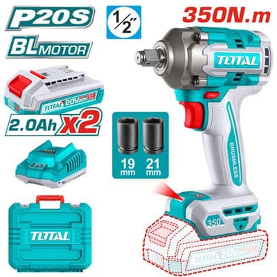 TOTAL TIWLI2035 Li-ion Impact Wrench | 20V | Brushless Motor | 2 × 2.0Ah Batteries | Charger Included | Model: TIWLI2035_img_0
