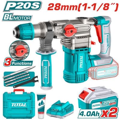 TOTAL TRHLI202882 Cordless Rotary Hammer, 20V, 4.5J Impact Energy, Brushless Motor, SDS Plus, 2 × 4.0Ah Batteries | Model: TRHLI202882_img_0