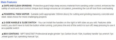 MPT 4" Angle Grinder, 800w, 100mm, Rear switch, Model : MAG7008R_img_5