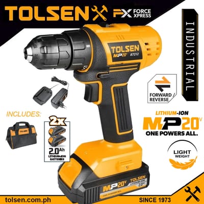 TOLSEN 87212 20V Li-Ion Cordless Drill/Screwdriver with 2pcs Battery & 1pc Charger; Model 87212_img_0