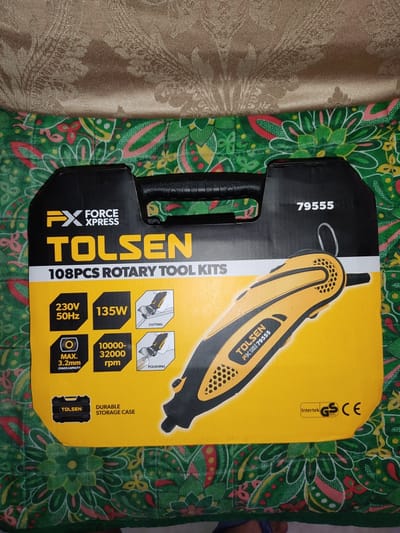 TOLSEN 79555, 108Pcs Rotary Tool Set w/ Hard Case 130W Die Grinder Model: 79555_img_6