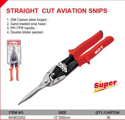 MPT MHB02002 Aviation Tin Snip, 12", ( Straight Cutter ); MHB02002_img_0