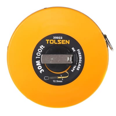 TOLSEN 35022 Fiberglass Measuring Tape, 30M (100ft) x 12.5mm, Metric & Inch, ABS Case, Nickel Plated Handle | Model: 35022_img_0