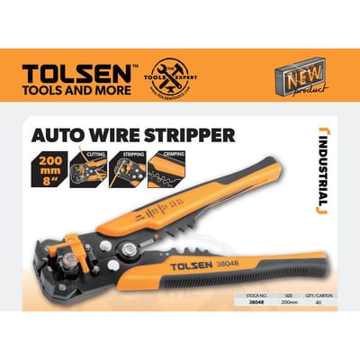TOLSEN 38048 Industrial Automatic Wire Stripper | 8" (200mm) | 24-10 AWG | Stripping, Cutting & Crimping | Model: 38048_img_2