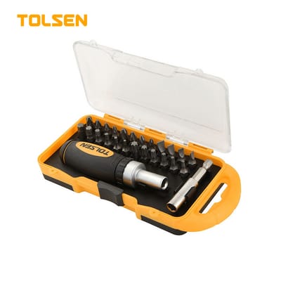 TOLSEN 26Pcs Ratchet Bit Set w/ Bit Holder (Philip & Flat) TPR Handle Model: 20034_img_0