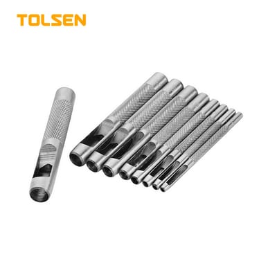TOLSEN 25093 Hole Leather Puncher Craft Set | 9 Pcs | Carbon Steel | Hardened | Sizes 2.5-10mm | Model: 25093_img_0