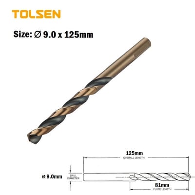 TOLSEN 1pcs Black & Gold HSS Drill Bits ( 6.5 | 7 | 7.5 | 8 | 8.5 | 9 | 9.5 | 10 | 10.5 | 11 | 11.5 | 12 | 12.5 | 13 mm ) For Metal and Stainless Industrial Grade_img_6
