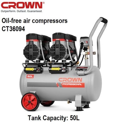 CROWN CT36094 50L Professional Oil-Free Air Compressor oil free & silent , 50L,2800W, 200L/min, 8Bar;  CT36094_img_0