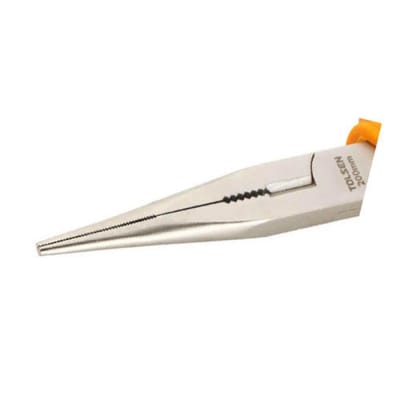 TOLSEN 10007 Long Nose Pliers, 8" (200mm), Nickel Plated, TPR Handle | Model: 10007_img_1