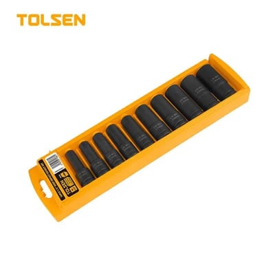 TOLSEN 18296 10Pcs 1/2" Drive Deep Impact Socket Set, CrMo Steel, Heat Treated, Impact Rated, Model: 18296_img_0