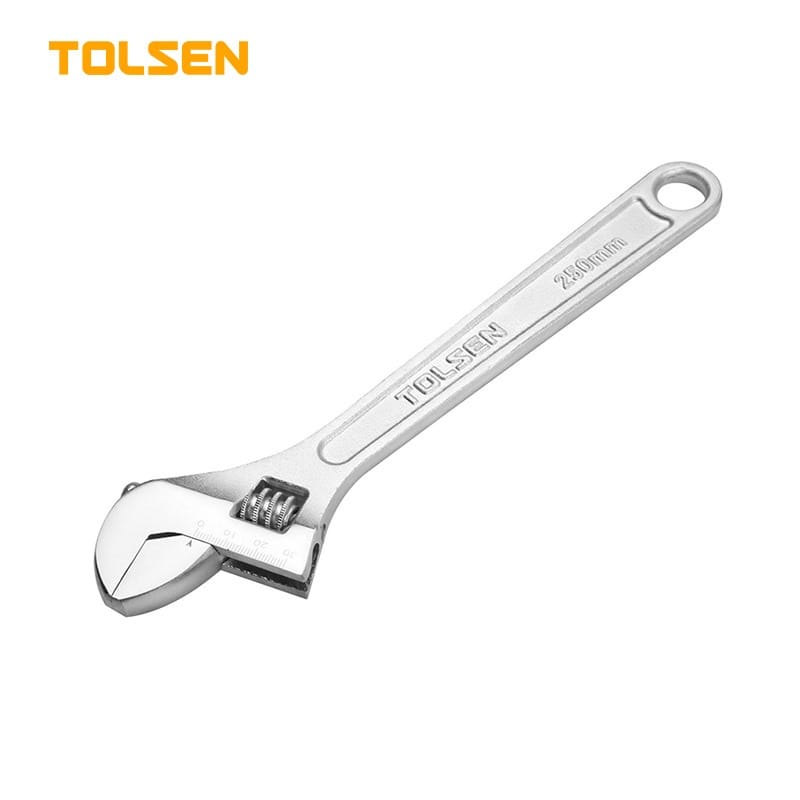 TOLSEN 15006 Adjustable Wrench, 18" (450mm), Chrome Finish, Max Opening 52mm, Professional Heavy Duty | Model: 15006