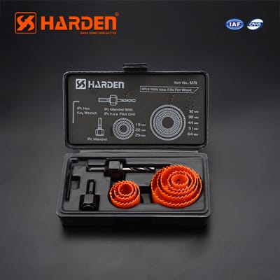 HARDEN 11 Pcs Hole Saw Kit | High Carbon Steel | For Wood, MDF, Plastic | Model: 610546_img_1