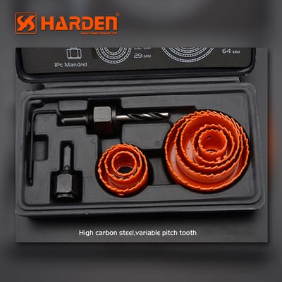 HARDEN 11 Pcs Hole Saw Kit | High Carbon Steel | For Wood, MDF, Plastic | Model: 610546_img_2
