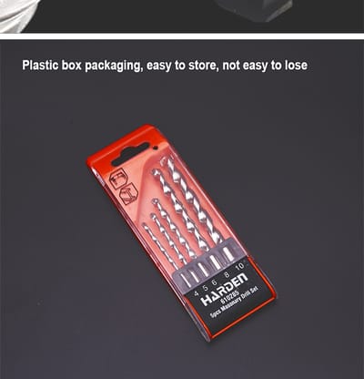 HARDEN 5 Pcs Masonry Drill Bit Set | Carbide Tipped | For Concrete, Brick, Stone | Model: 610285_img_1