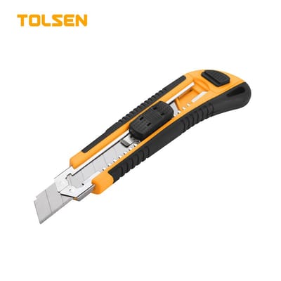 TOLSEN 30003 Industrial Snap-off Cutter | 18×100mm | ABS + TPR Case | 3 Blades Included | Flat Push Button | Model: 30003_img_0