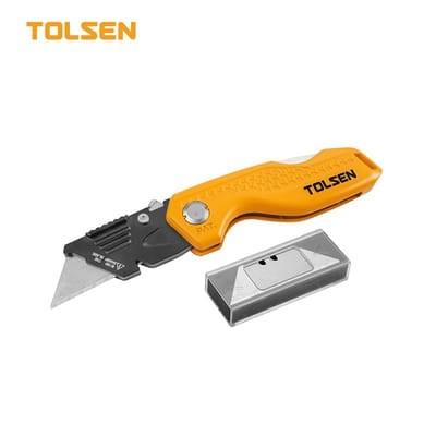 TOLSEN 30007 Folding Utility Knife, Aluminum Handle, 5Pcs SK5 Blades, Quick-Change | Model: 30007_img_0