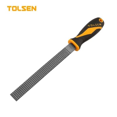 TOLSEN 32021 Wood File (Flat), 8" (200mm), #45 Carbon Steel, Two-Component Plastic Handle | Model: 32021_img_0