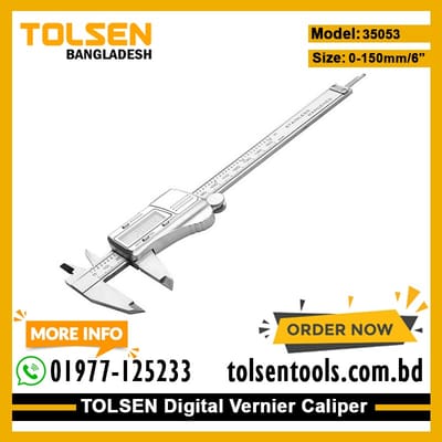 TOLSEN 35053 Digital Caliper, 6" (150mm), Metric & Inch, 0.01mm Accuracy, Stainless Steel, Four-Way Measurement | Plastic Case | Model: 35053_img_2
