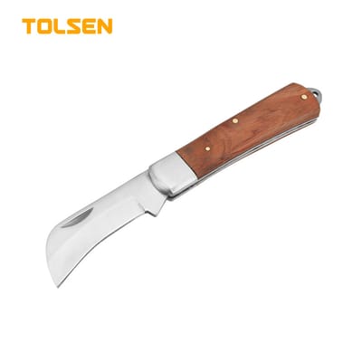 TOLSEN 38041 Electrician's Cutter, 195mm, Bent Head, Special Stainless Steel, Fine Polished Wooden Handle, Model: 38041_img_0