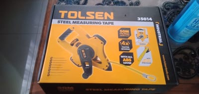 TOLSEN 35014 Steel Measuring Tape, 165ft (50m), Metric & Inch, 4:1 Fast Rewind, Ergonomic Handle | Model: 35014_img_2