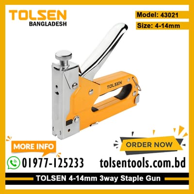 TOLSEN 43021 Heavy Duty 3 Way Staple Gun, 4-14mm, Powder Coated, Includes 200pcs Staples, Compatible with Rapid, Arrow, Esco, Model: 43021_img_1