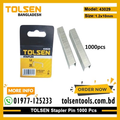 TOLSEN 43029 Staples Wire Refill | 1.2 × 10mm | 1000pcs | Compatible with TOLSEN 43021 Staple Gun | Model: 43029_img_1