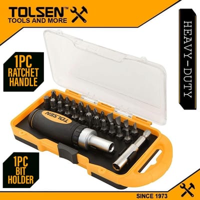 TOLSEN 26Pcs Ratchet Bit Set w/ Bit Holder (Philip & Flat) TPR Handle Model: 20034_img_8