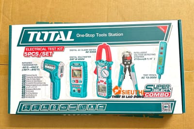 TOTAL TOS23026 5Pcs Electrical Test Kit Combo | Clamp Meter + Multimeter + Test Pencil + Infrared Thermometer + Voltage Stripper | Model: TOS23026_img_1