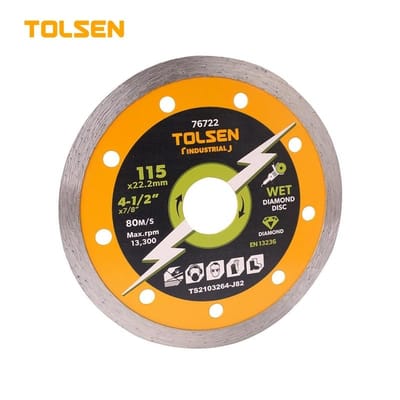 TOLSEN 76720 Wet Diamond Disc, 4" Blade Width : 7.5mm For Wet Cutting, Model: 76720_img_0