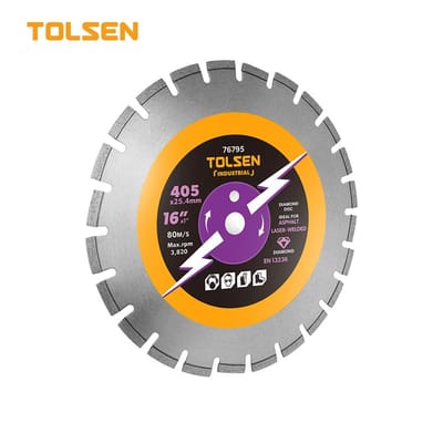 TOLSEN 76795 Diamond Disc for Asphalt & concrete Cutting | 16" & 18" | Laser-Welded | High Segment Height | Models: 76795 | 76797_img_1
