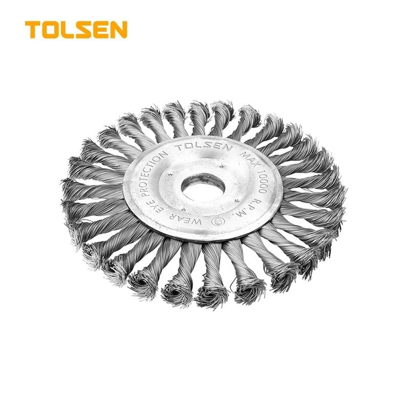 TOLSEN 77534 Circular Grinding Wire Brush, 150mm, 0.5mm Wire Dia, 22.2mm Arbor, 9,000 RPM | Model: 77534