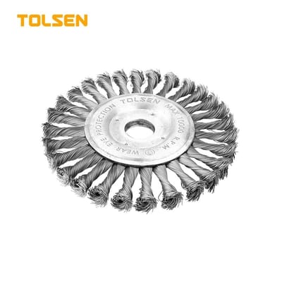 TOLSEN 77534 Circular Grinding Wire Brush, 150mm, 0.5mm Wire Dia, 22.2mm Arbor, 9,000 RPM | Model: 77534_img_0