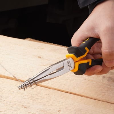 TOLSEN 10007 Long Nose Pliers, 8" (200mm), Nickel Plated, TPR Handle | Model: 10007_img_0