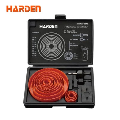 HARDEN 16 Pcs Professional Hole Saw Kit | High Carbon Steel | 12 Sizes (19–127mm) | Model: 610548_img_0