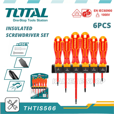 TOTAL THTIS566 6 Pcs Insulated Screwdriver Set | 1000V VDE Approved | Cr-V Steel | Industrial | Model: THTIS566_img_0