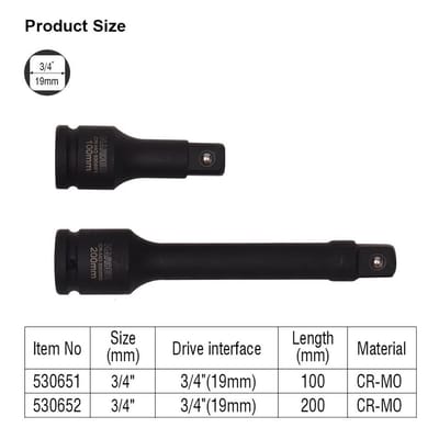 HARDEN Extension Bar ( 3/4" Dr. x 100mm | 3/4" Dr. x 200mm); 530651 | 530652_img_4