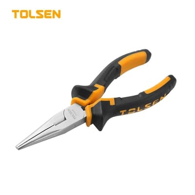 TOLSEN 10006 Long Nose Pliers 6" (160mm), Nickel Plated, TPR Handle; Model: 10006_img_0