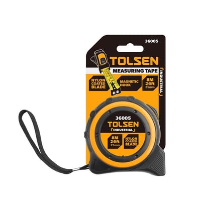 TOLSEN 36005 Measuring Tape, 8m (26ft), Metric & Inch, Magnetic Hook, ABS/TPR Case, Industrial | Model: 36005_img_2