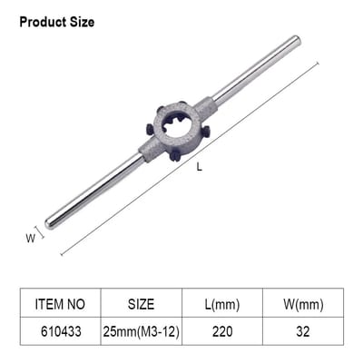 HARDEN 25mm Die Handle, Die Holder, 25mm (M3-12), Professional Zinc Alloy Steel; 610433_img_3