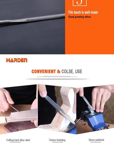 HARDEN 5pcs Needle File Set (5x185mm), Professional 185mm Multipurpose High Hardness Needle Files, T12 Alloy Steel; Model: 610621_img_6