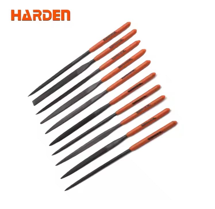 HARDEN 10pcs Needle Files Set ( 4x160mm), Professional tools, (Hand, Half Round, Square, Tri Square & Round); 610622