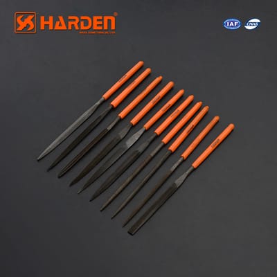 HARDEN 10pcs Needle Files Set ( 4x160mm), Professional tools, (Hand, Half Round, Square, Tri Square & Round); 610622_img_2